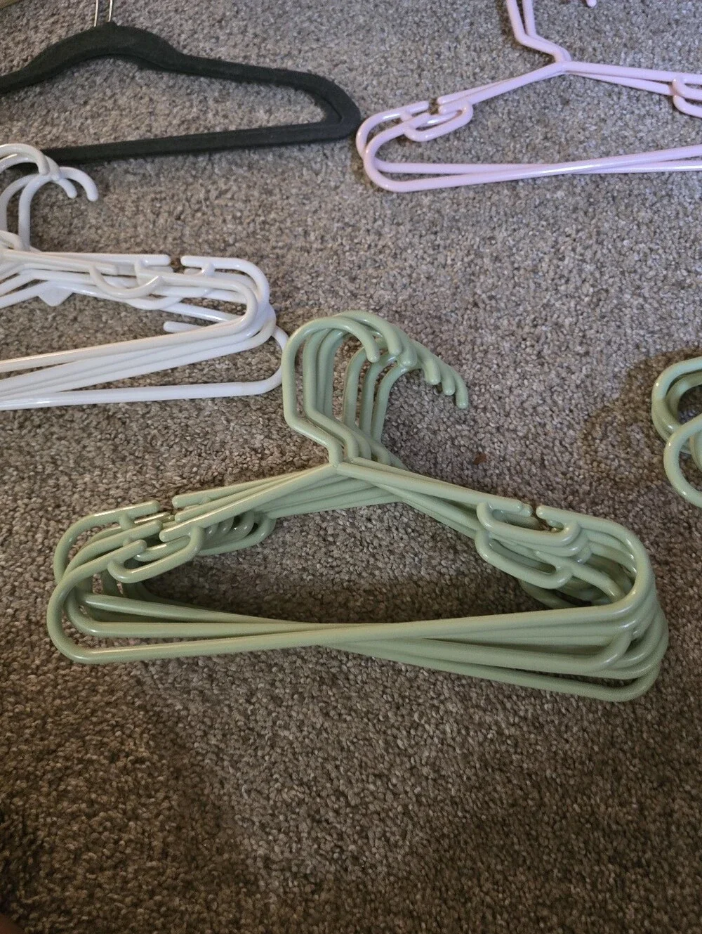 Assorted Kids Velvet and Plastic Hangers - White, Pink, Mint, Beige, Black